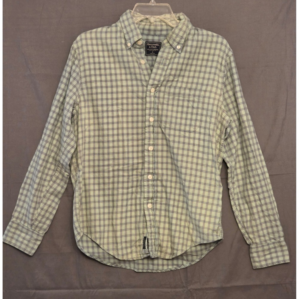 Abercrombie & Fitch Plaid Button Down Shirt Mens Size Small Green Blue